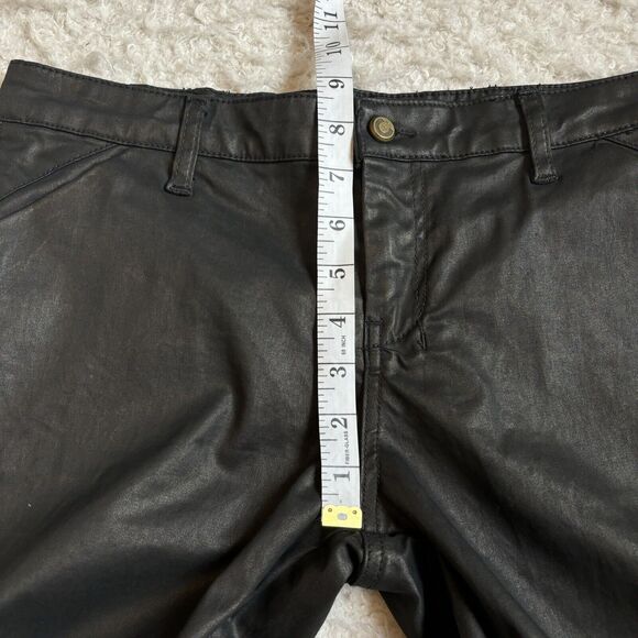 COTELAC Womens Sz 2 Black Mid-Rise Straight-Leg Coated Moto Jeans Zip Up Ankles - Picture 8 of 11